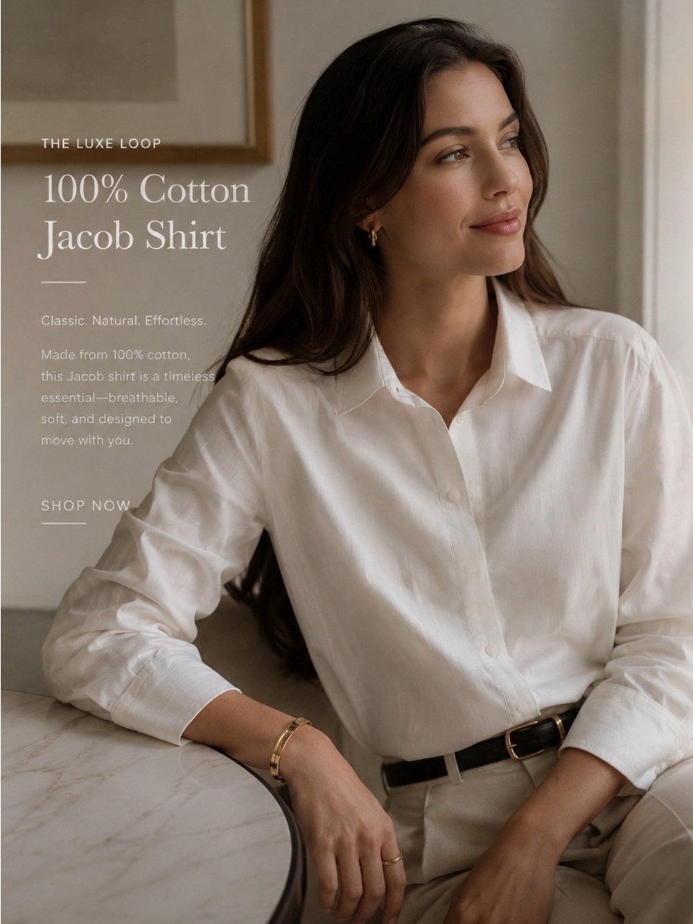 Jacob White Cotton Button-Down Shirt for Women